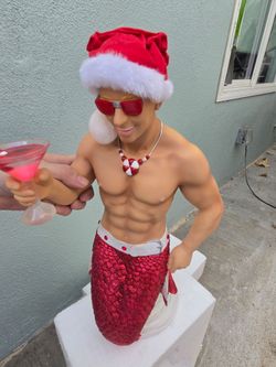 Christmas Merman Holiday Statue Decoration
