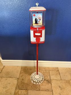 Vintage Oak Coca Cola Gumball Machine With Stand