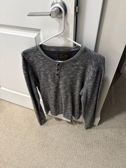 Lucky Brand Long Sleeve Henley Shirt Mens Medium Gray