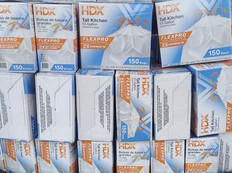 HDX Tall Kitchen 13 gallon bag ..FlexPro tear-resistance..150 bag..$10..each box...firm on price brand New