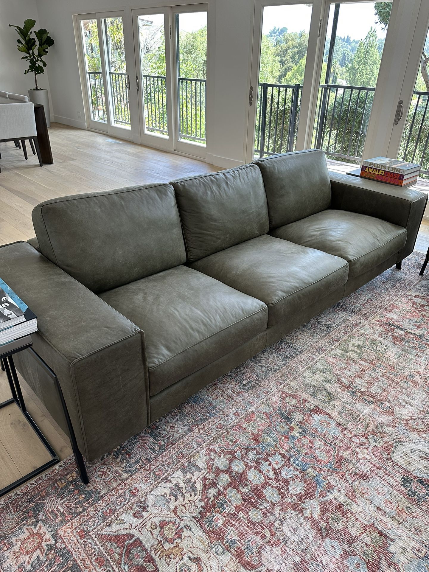 Scandinavian Designs Dean Leather Grand Sofa Olive
