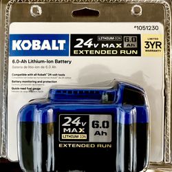 BRAND NEW IN UNOPENED FACTORY SEALED CONTAINER-Kobalt 24 -Volt 1 -Pack Lithium-ion ( 6 Ah Battery )