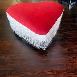 Red Velvet Teddy Top Heart Shaped Ottoman