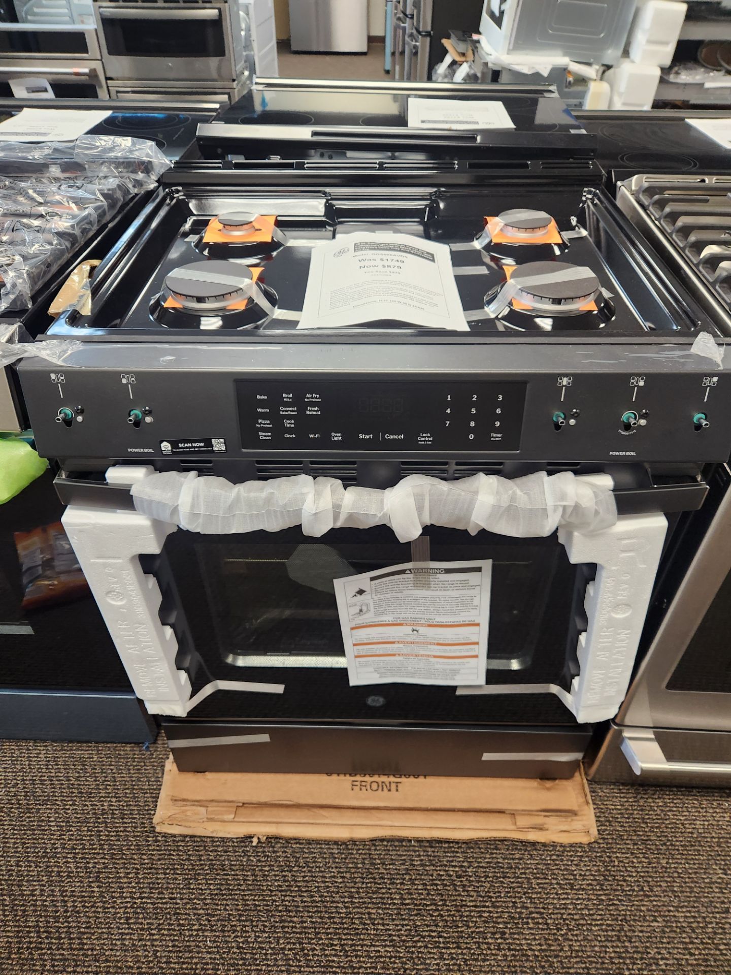 30 in. 5-Burners Slide-In Smart Gas Convection Range in Black Slate with EasyWash Oven Tray And No Pre-Heat Air Fry