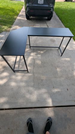 L shape desk, black, 47.25in x 66.25in x 30in high