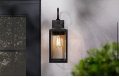 19 in. 1-Light Matte Black Hardwired Outdoor Wall Light