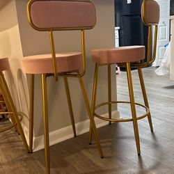4 Pink Stool Chairs