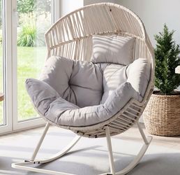 White + Gray Rocking Egg Chair - WT1