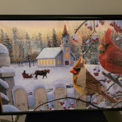 Kim Norlien "White Crimson Morning" Completed 1000 piece Puzzle Framed 21" L x 21" W