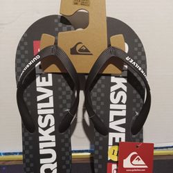 Quicksilver Mens Black Flip Flops (Size 11) NEW