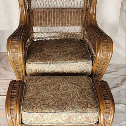 Vintage Wicker Chair & Ottoman – Custom Cushions