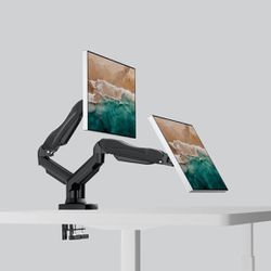 Gas Spring Dual Monitor Arm for Gaming and Home Office Setups, Supports Monitors up to 30" with 19.8 lbs Max Weight and C-Clamp or Grommet Hole Mounti