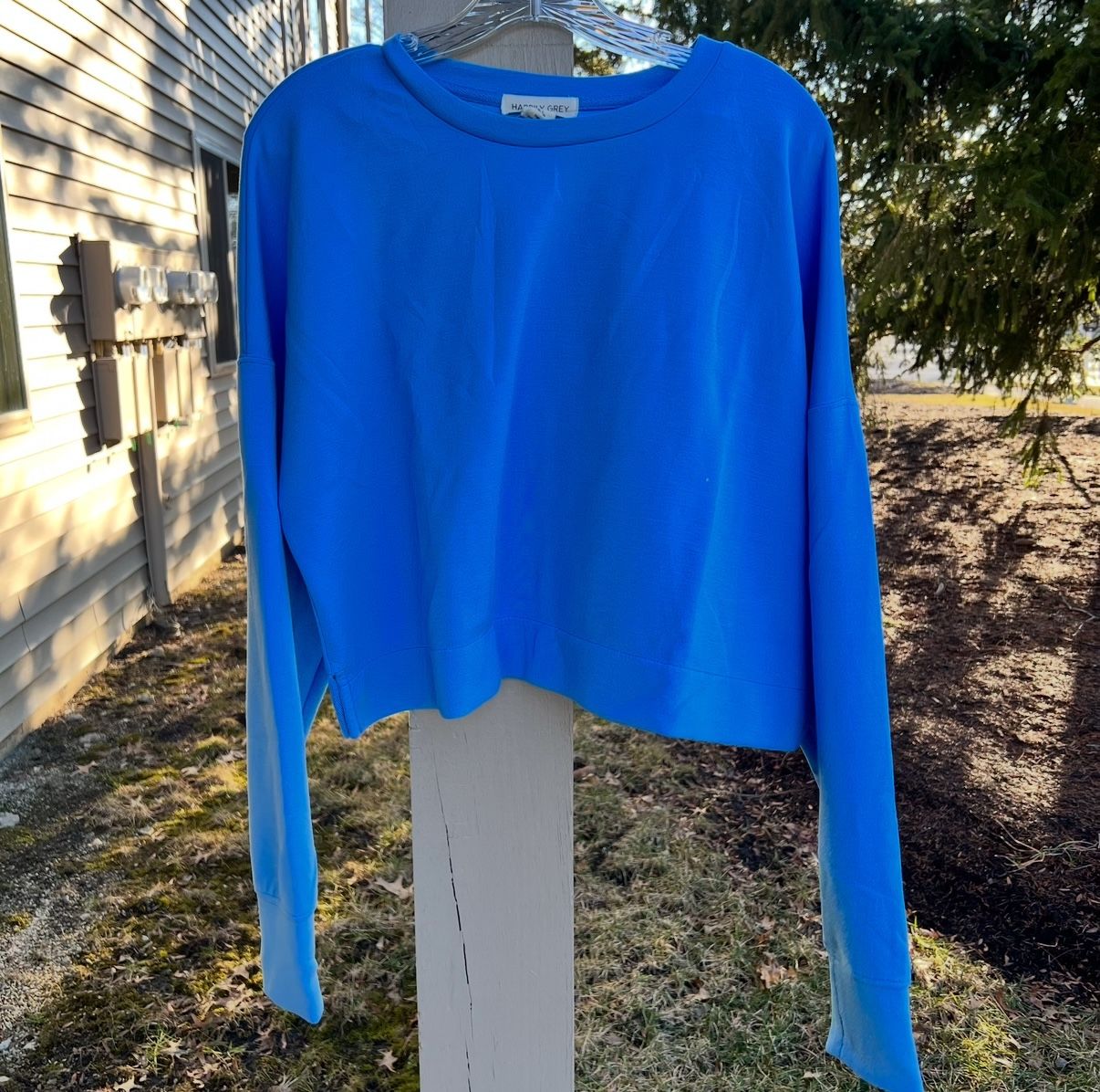 Happily Grey Women's Crop Top Pull Over Long Sleeves Large