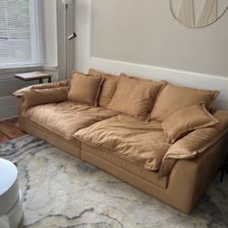 Living Room Ultra Deeps Sitting Wide Pillow Top Arm Polyester Sofa 94.49” Length 