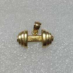14k gold dumbbell pendant