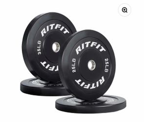 25LBS and 35LBS Bumper Plates, Rubber Weight Plates with Steel Insert, 2-inch Olympic Weight Plates for Weight Lifting and Strength Training,Black