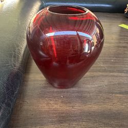 Glass Red Vase 