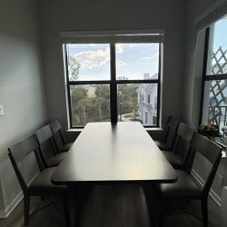 Modern Dining Table w/ 6 Chairs – 78x40 - Solid Wood Look – Great Condition