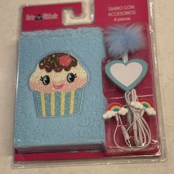 Girls Diary Gift Set w/ Accessories — Notebook, Pen, Headphones (NEW)