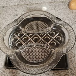 Vintage Crystal Divided Dish Candy Dish Key Jewelry Catchall 