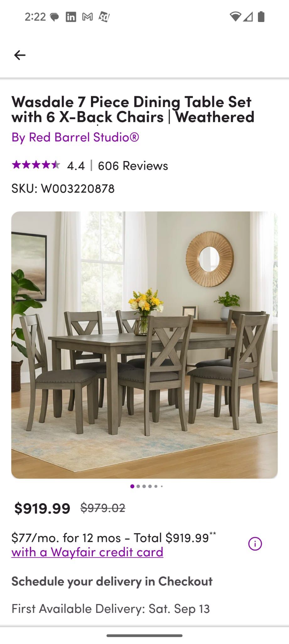 6 Chair Dining Table 