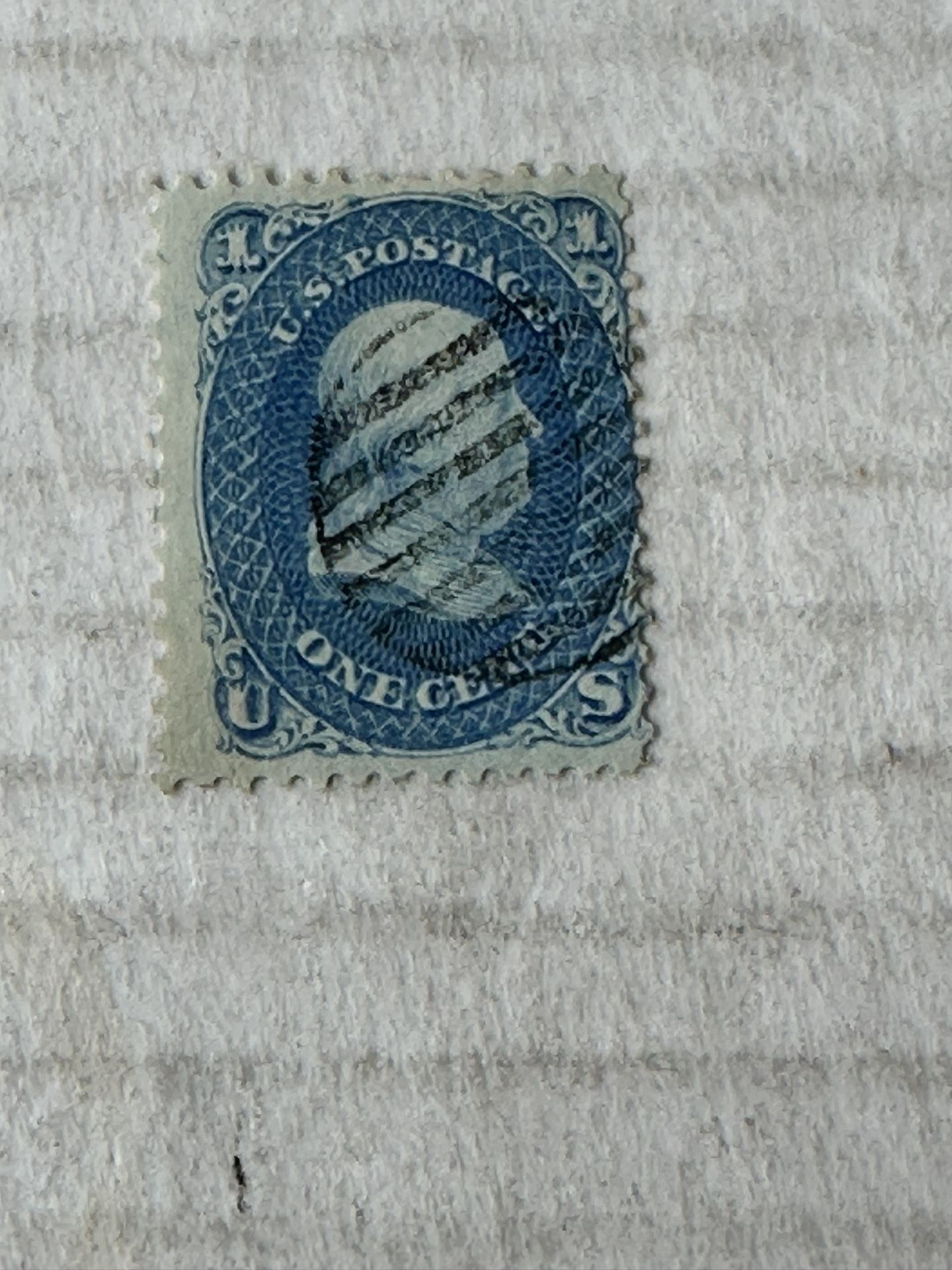 United States 63 Ben Franklin 1 Cent Stamp Used