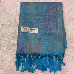 New | Limited Edition: Aqua Pastel Multicolor Pashmina Shawl