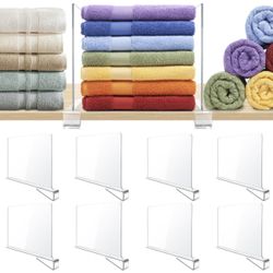 8 Pack Clear Acrylic Shelf Dividers for Closet Shelf Organizer of Bedroom Kitchen Office Bathroom Organizer for Clothes Books Hats and Handb