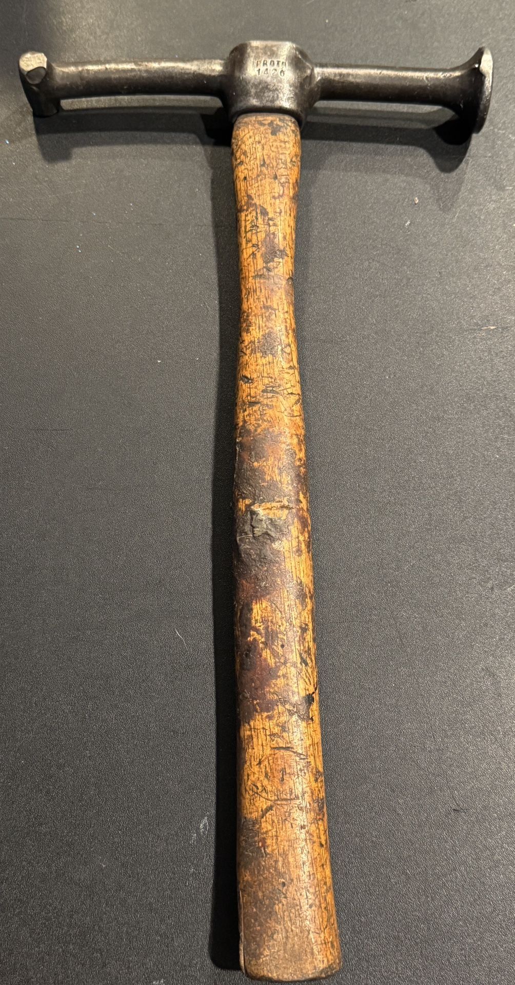 Vintage Proto 1426 USA Auto Body Repair Hammer Finishing Hammer. Handle show significant signs of use.