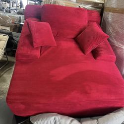 Oversized Chaise Lounge Chair Indoor Boneless Reading Chair Plush Corduroy Recliner Large Deep Seat Upholstered Sleeper Comfy Sofa Bed Couch with 3 Pi