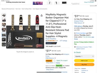MoyRetty Magnetic Barber Organizer Mat for Clippers(17.7'' x 11.8''), Professional Anti-Slip Heat-Resistant Silicone Pad for Hair Stylist Supplies- 4 