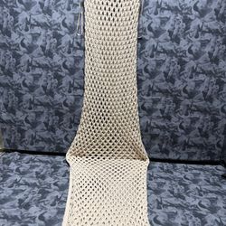 Crochet Maxi Dress Beige Open Knit Sheer Long Cover Up Size XS Stradivarius   The product is a beige crochet maxi dress by Stradivarius, designed as a