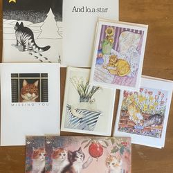 Vintage Lot 23 Greeting Cards Kitty CAT Themed Art Prints B Kilban Christmas