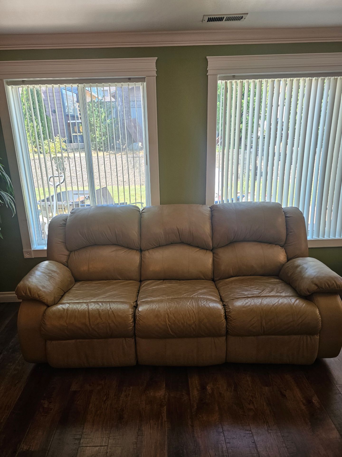 3-piece genuine leather reclining living room set.