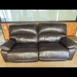 Reclining Brown Leather Couch