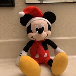 Disney Mickey Mouse With Christmas Hat Plush 14”  