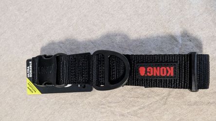 KONG Ultra Durable Adjustable Nylon Dog Collar Size M Black Buckle Closure