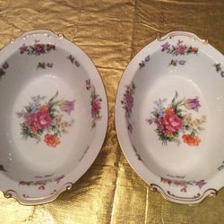 Vintage Sango China FLORADEL Oval Serving Dishes (Set Of Two)