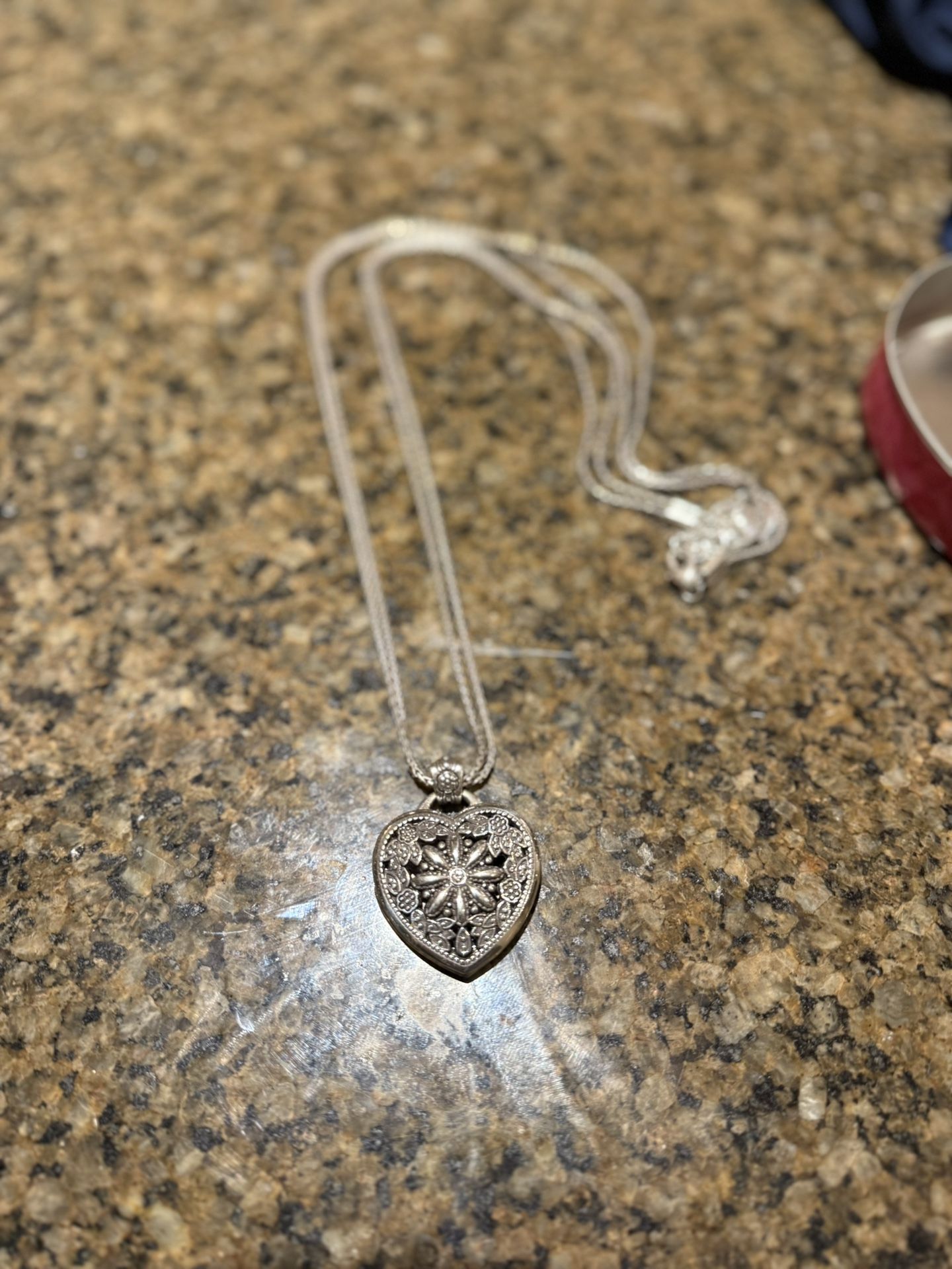 Brighton Floral Heart Locket Necklace – Silver Plated