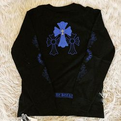 Black And Blue Chrome Heart Long Sleeve 