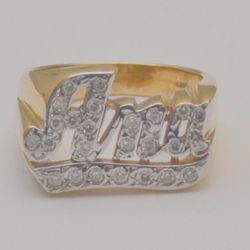 Diamond Name ring gold 14k yellow Ana size 7 Handmade