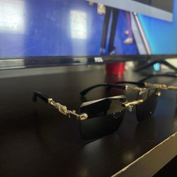 Black Golden Sunglasses with Leopard print