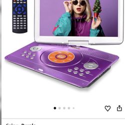 Kids DVD Players Portable with 6 Hrs 5000mAH Rechargeable Battery [Upgraded) , Sync TV, Support USB/SD Card, with Car Charge, Purple