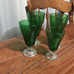 Not Sold!!!!!Emerald Glass With Clear Swirl Base 1950s