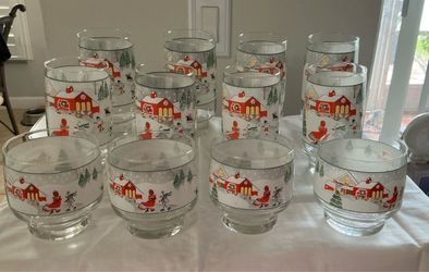 SANGO Silent Night 12 Piece Set Vtg Drinkware