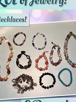 Two necklaces And Eight Bracelets. Very inexpensive “Lot” of Jewelry