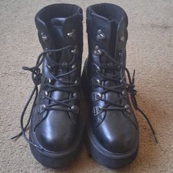 Gothic Black Leather Boots