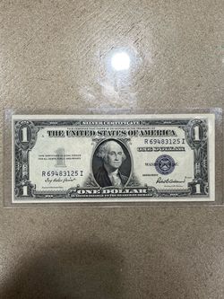 $1 old bill blue seal silver certificate series 1935 no motto