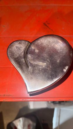 Silver Metal Heart-Shaped Dish