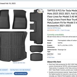 Tesla Model 3 Floor Mats